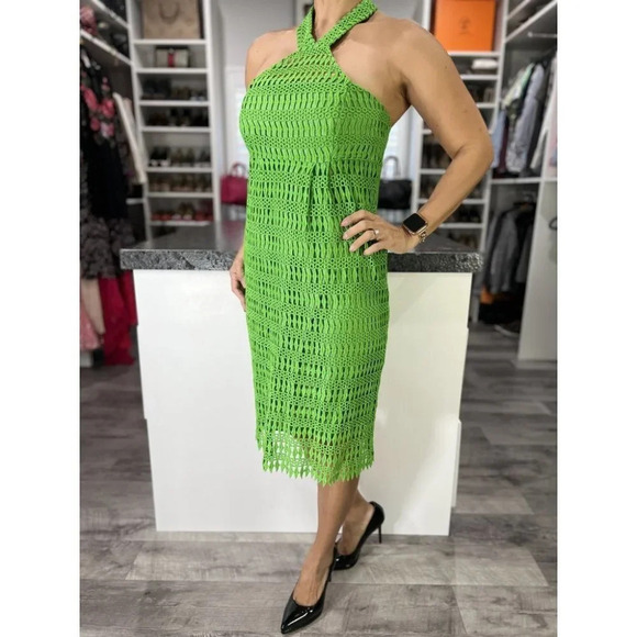 Shoshanna Strapless Green Crochet Embroidered Midi Dress $249 - Picture 6 of 12